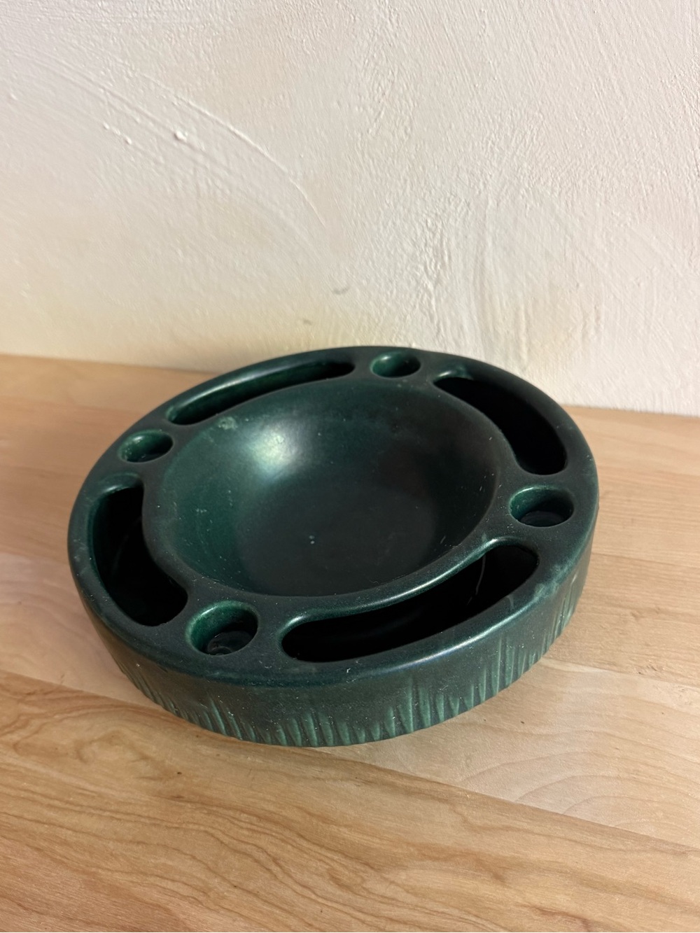 Vintage Jasba Keramik West German Pottery Advent Bowl Candle Holder Green MCM